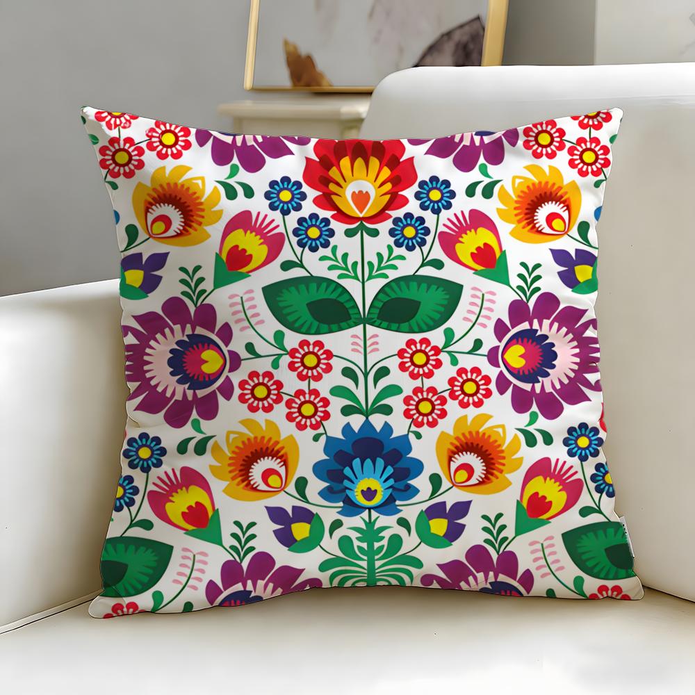 Scandinavian Floral Cushion Cover Soft  EasyWash Pillow Case  Versatile for Couch Bed Travel and Office