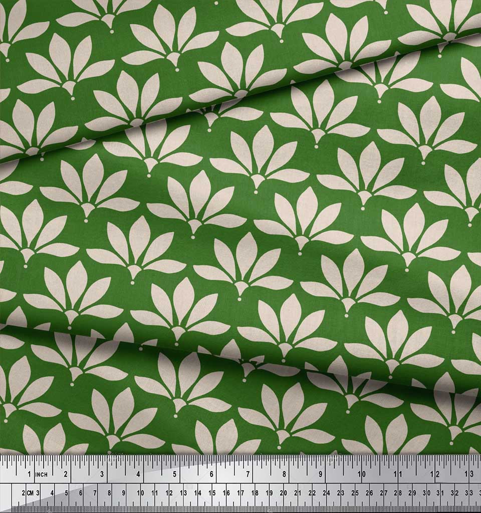 Soimoi Zelená japonská krepová saténová látka Umělecká květinová dekorační látka Tištěný metr 42 palců
