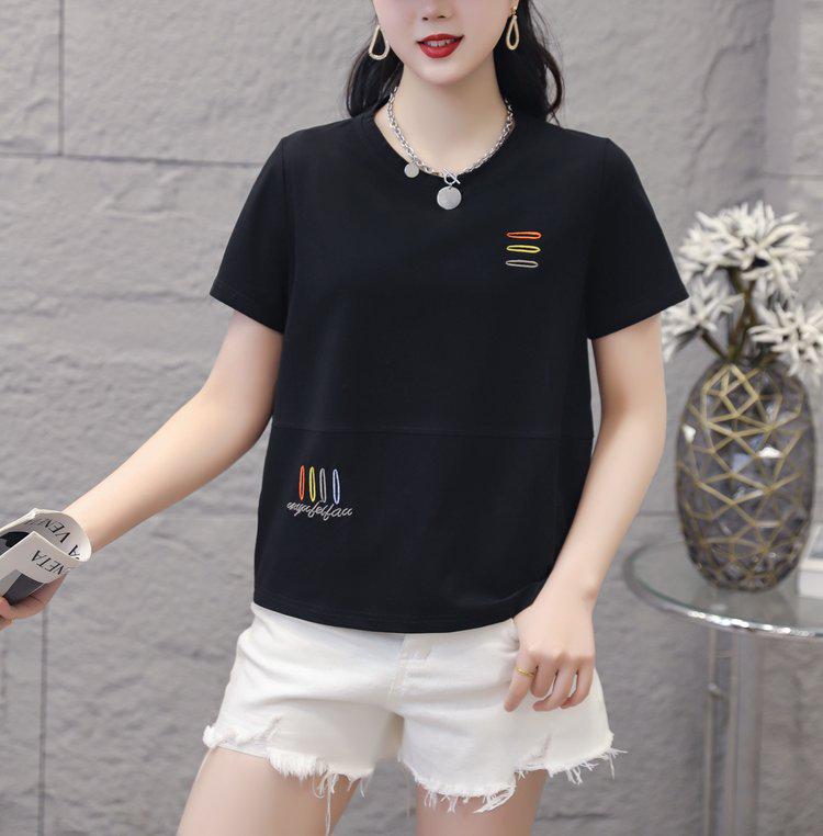 2026 Summer Women's Printed Round Neck Loose Casual Short Sleeve T-Shirt