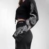 2024 Dark Style Dragon Pattern Women's Crop Top Sweatshirt - Hip Hop Loose Long Sleeve