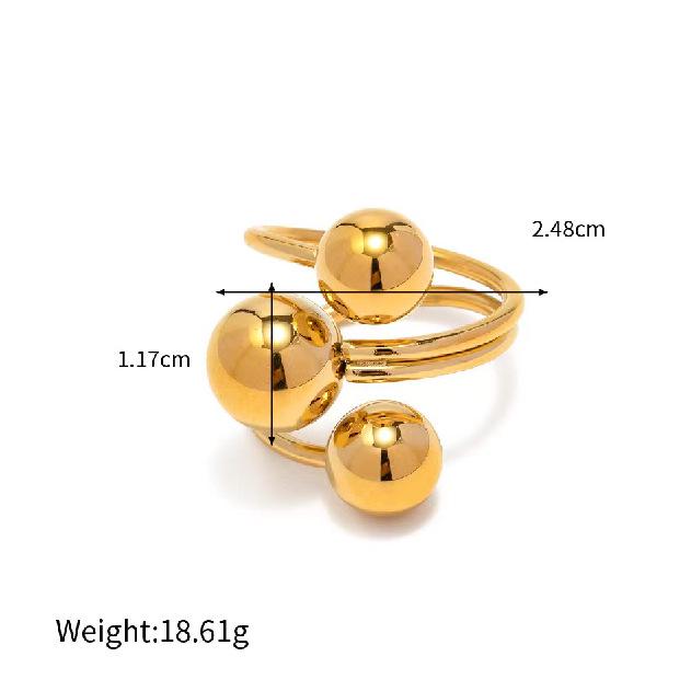 Винтажное Кольцо-Шар Открытое в Стиле INS - Преувеличенное Ювелирное Изделие из Нержавеющей Стали