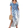 Dámské letní šaty s volným výstřihem do V, krátkým rukávem, plážové maxi dlouhé šaty Trendy outfity