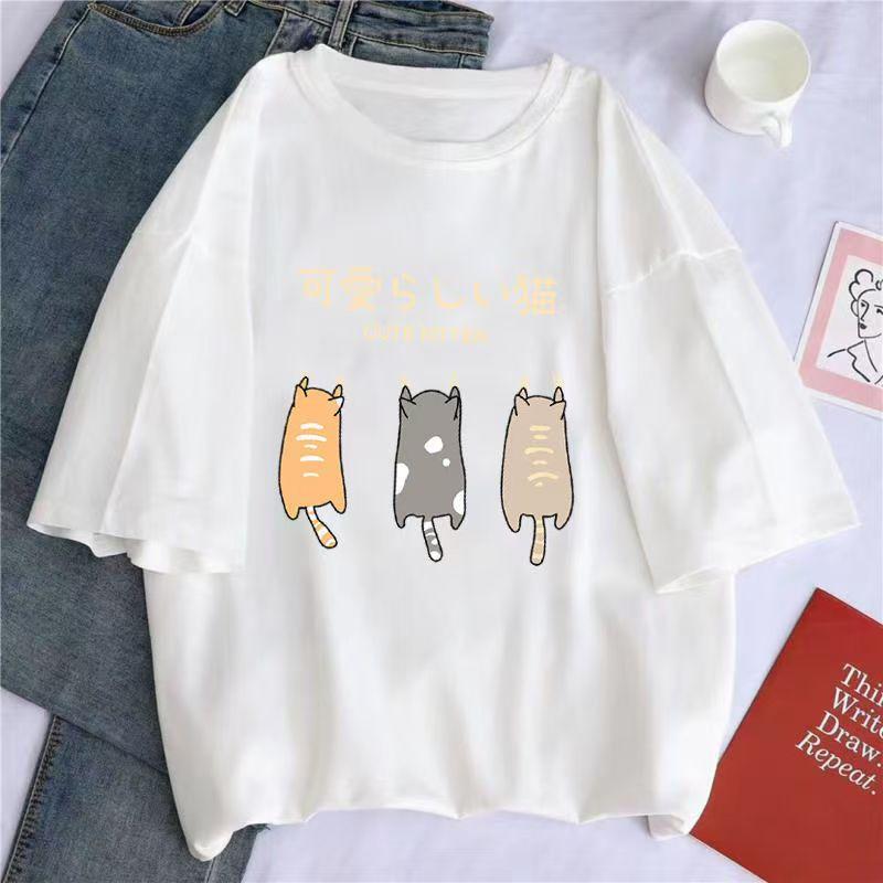 Cotton New Short-sleeved T-shirt Loose Large Size Women's Tops Summer Korean Version of The T-shirt Women