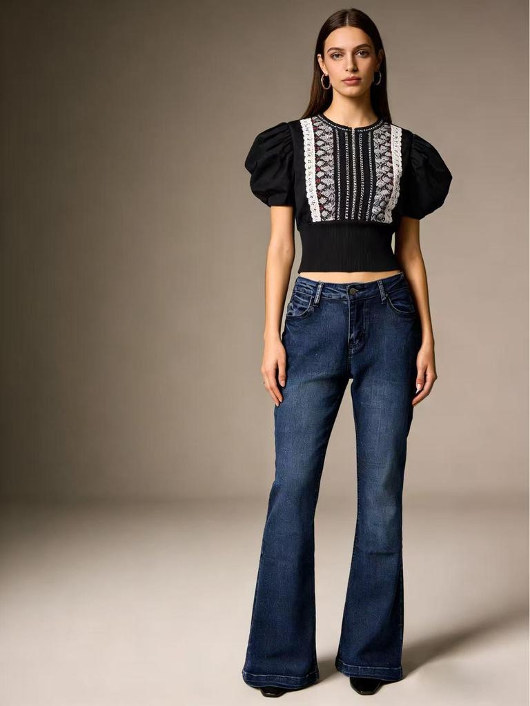 Vintage Spicy Girl Flare Pants: Slimming Elastic Denim Jeans for Women