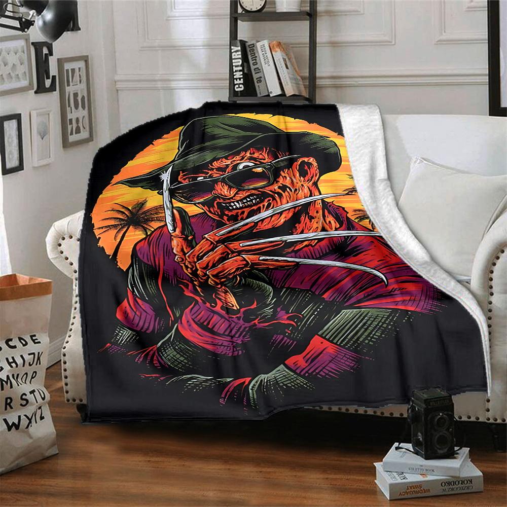 1pc A Nightmare on Elm Street Flannel Throw Blanket - HD Printed Lightweight Soft Warm All-Season Blanket for Sofa, Bed, Travel, Camping 067