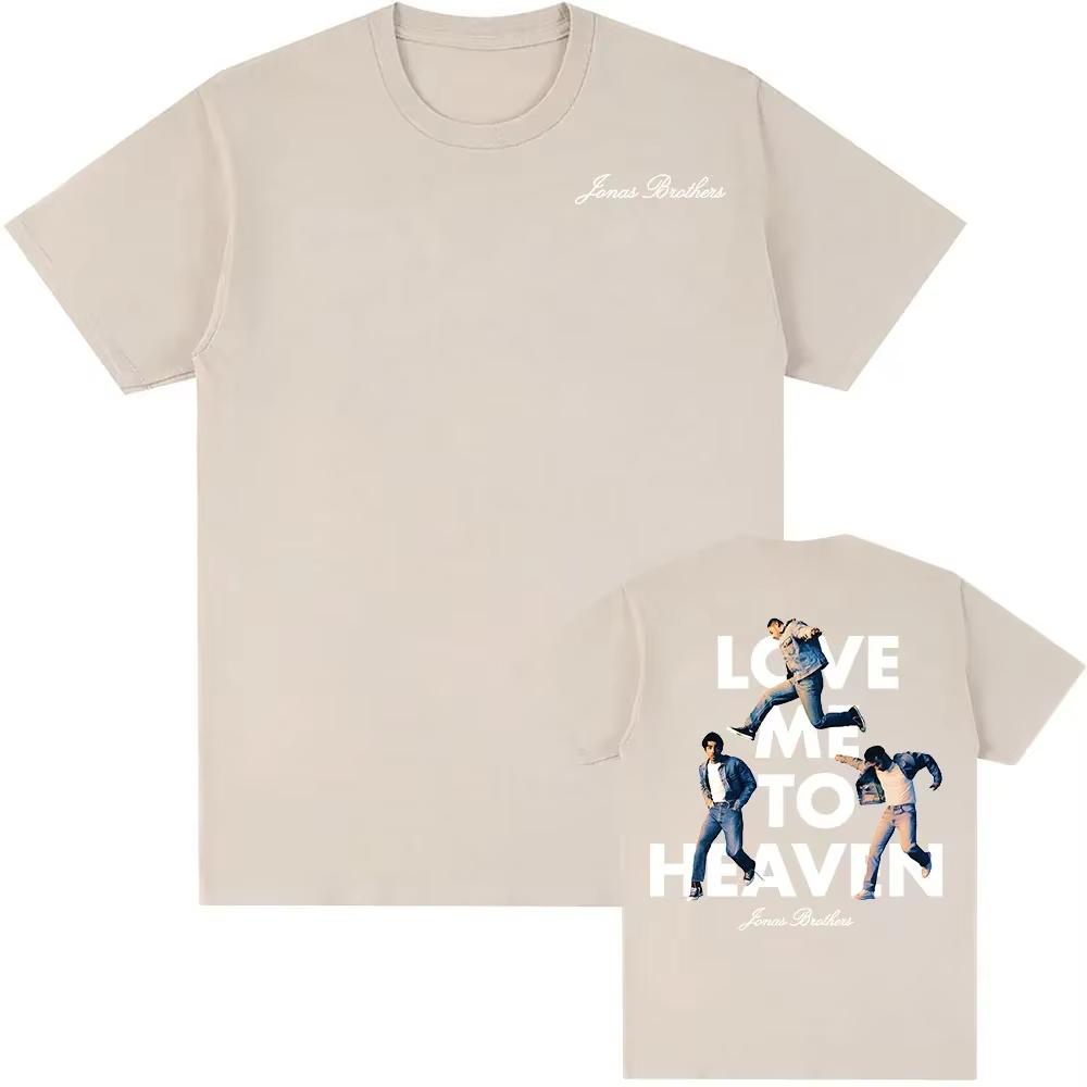 Love Me To Heaven Однотонная футболка Музыкальная группа JONAS BROTHERS Футболка Летняя с круглым вырезом Унисекс Уличная одежда Женская футболка M