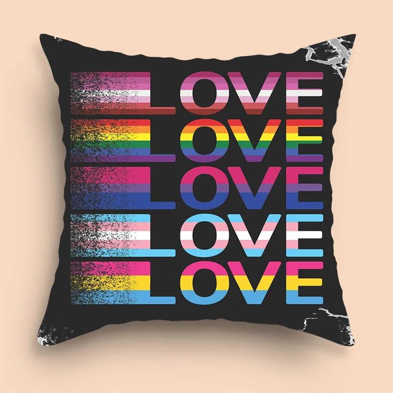 Home Decor Party Gifts Valentine's Day Rainbow Love Pillowcase Sofa Cushion Cover