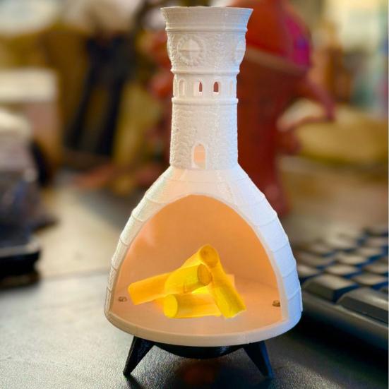 LED Miniature Fireplace Light Luminous Tabletop Fireplace Figurine Desktop Night Light Ornament for Home Holiday Decor