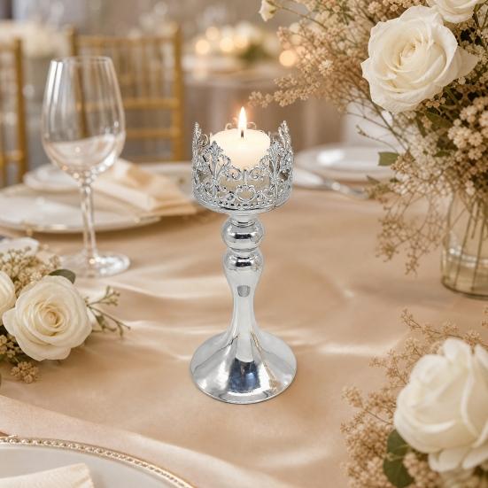 Huaqianguhh Candle Holder, European Style Crown Metal Candlestick, Decorative Holder for Dinner Room Table Centerpiece Mantel Wedding Party Decor