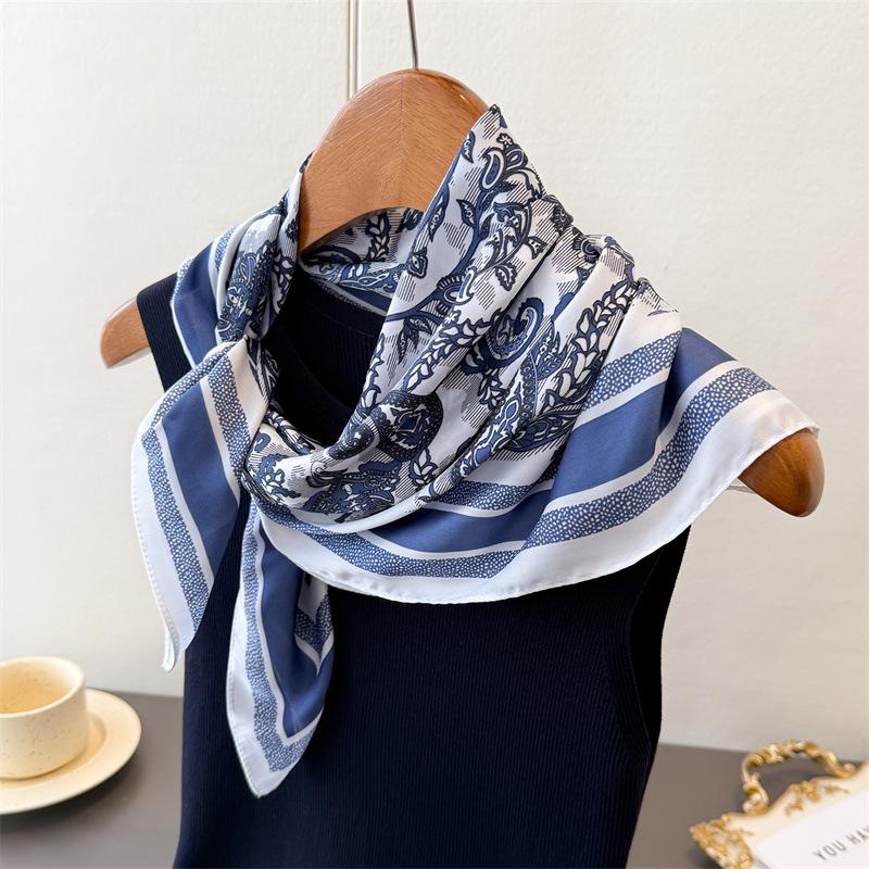 Cashew Print Imitation Silk Scarf Square Scarf High-End Shawl Versatile Neck Small Square Scarf Headscarf Scarf Women