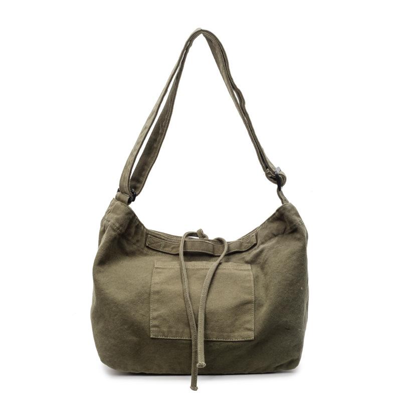 Stylish, simple and large-capacity cloth bag, new solid color shoulder bag, Korean version trendy portable messenger bag.