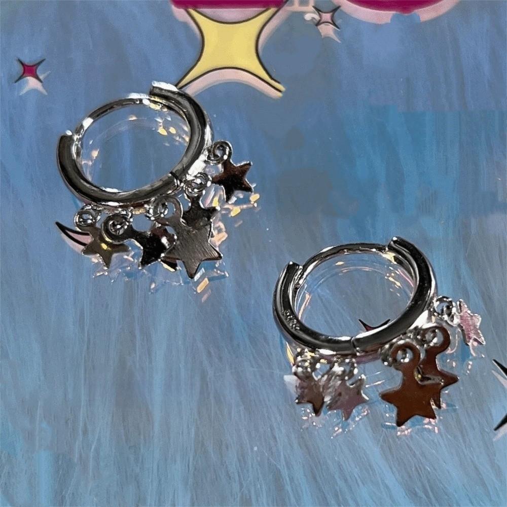 Temperament Pentagram Tassel Earrings Light Luxury Star Earrings Simple Small Ear Stud  Wedding