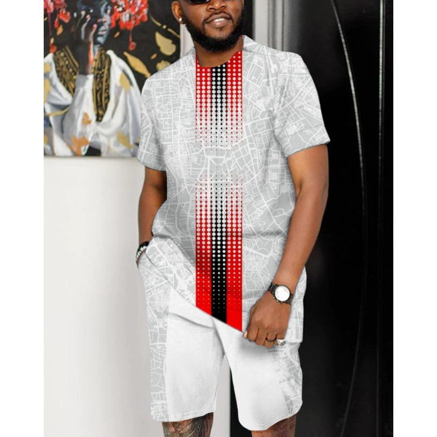 Letní pánský set Módní 2dílný set Pánské tričko Šortky Kalhoty Oblek Ležérní krátká tepláková souprava Nadměrné Vintage Pánské oblečení