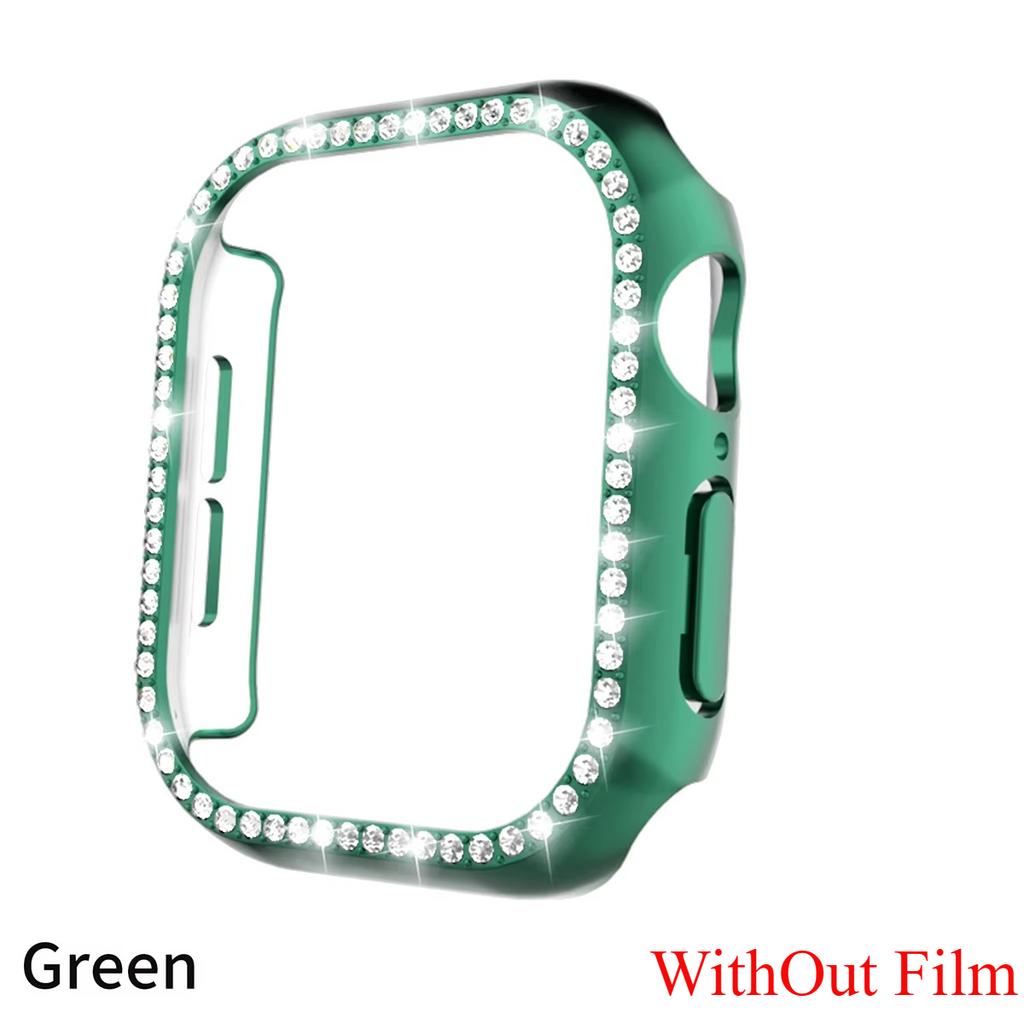 Glass+Diamond Cover For Apple Watch Case 46mm 42mm Bling Bumper Protector for iWatch Series 11 10 46 42mm Watch Case