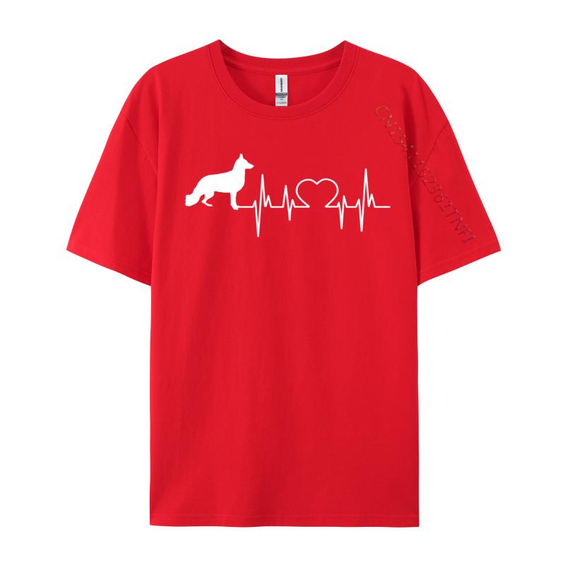 Gerunisex Shepherd Dog Gsd Heartbeat Printing TShirt Normal Coupons Male Valentine Day Tops Shirt Normal TShirt Premium Cotton S