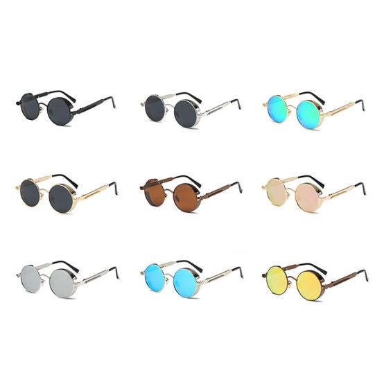 Herren Damen Retro Vintage Brille Steampunk Rund Metall UV400 Brillen Sonnenbrille