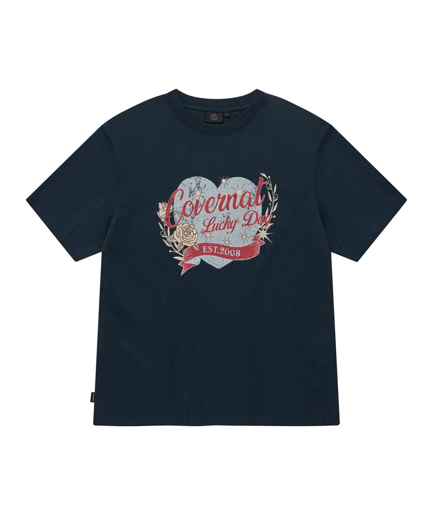 COVERNAT WOMAN Oversized Vintage Graphic T-Shirt Navy