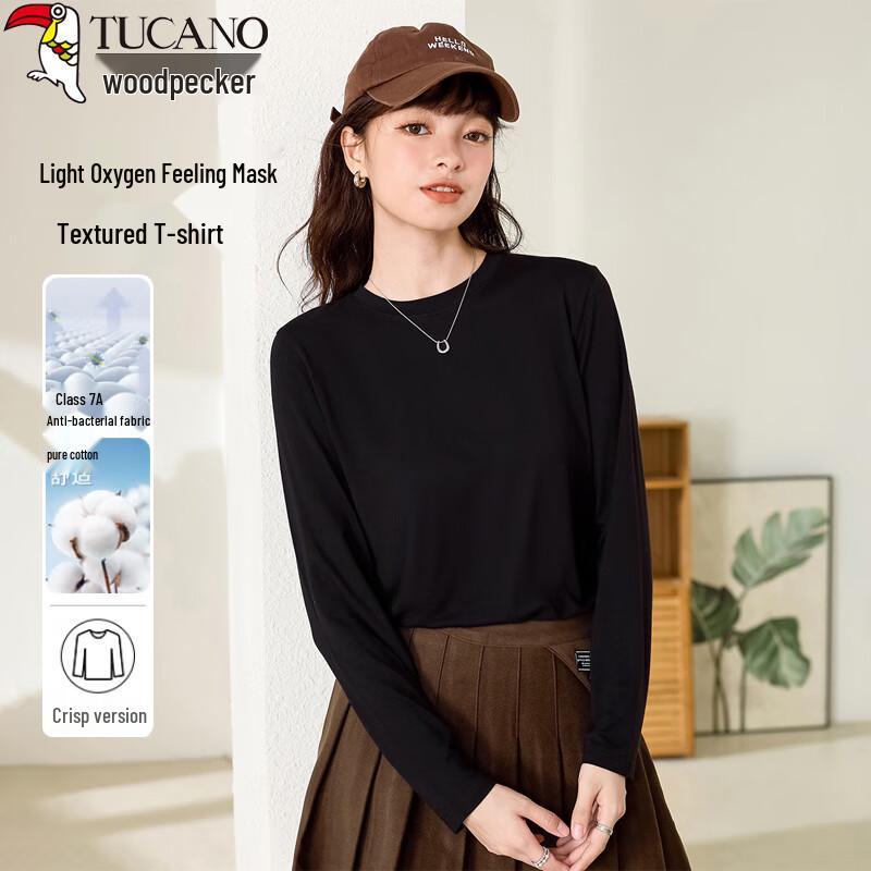 Woodpecker Women s Cotton Long Sleeve Round Neck T-Shirt L