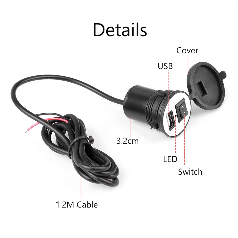 DIY Motorcycle Usb Charger Universal Motorcycle Handlebar Usb Charger with Switch 12V Car Power Bank Mobile Phone Charger Device