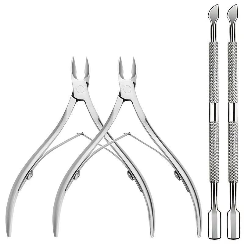 YIKOOLIN Cuticle Trimmer with Cuticle Pusher Nail Cuticle Nipper Professional Manicure Tools Stainless Steel Dual End Pusher
