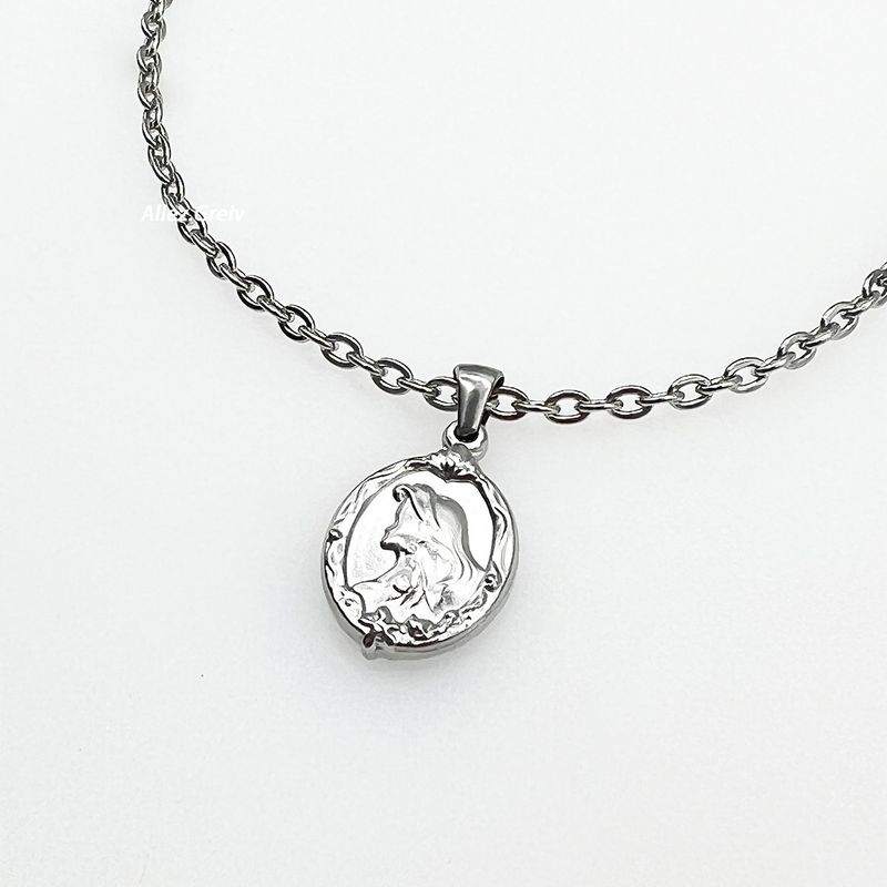 Titanium Steel Necklace Men's Fashionable Colorfast Mermaid Stylish Easiest for Match Niche Style Ins Fashion Street Cool Fancy