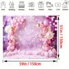 Butterfly Balloon First Birthday Background for Photoshoot Pink Flower Glitter Happy Birthday Party Decoration Wedding Birthday