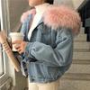 Women Warm Denim Short Coat Collar Jacket Slim Winter Hooded Outwear Coats