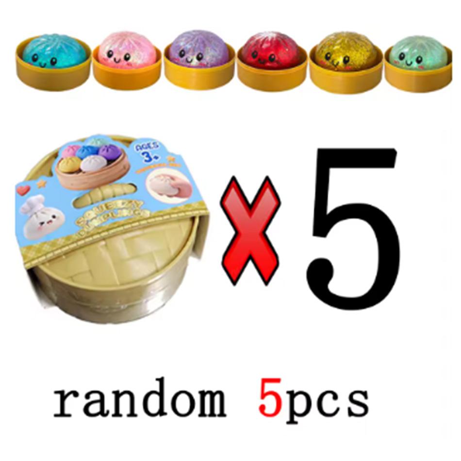 Glitter Dumpling Squishy Toy, Fast Rebound Soft Fidget Toy, Cartoon Steamed Dumpling Stress Relief Toy