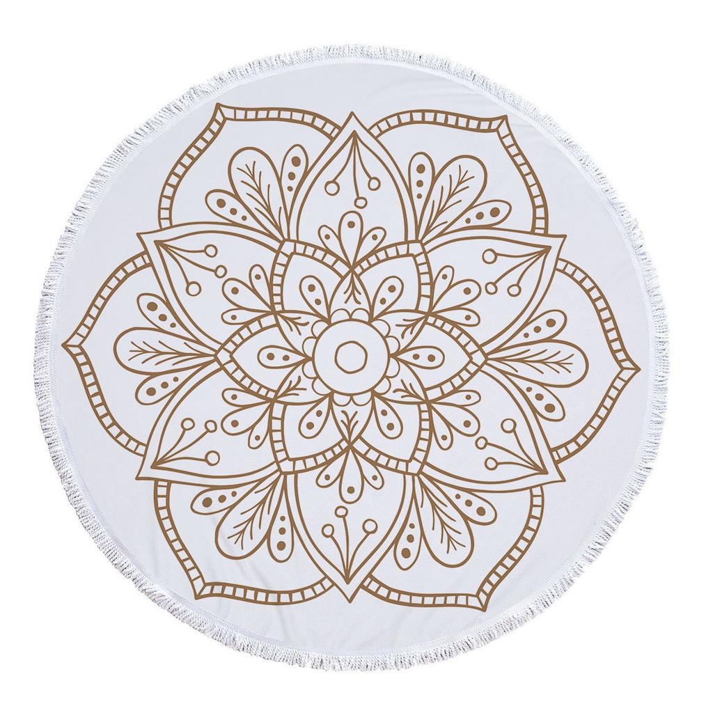 Bohemia Mandala Round Beach Towel Tassels Microfiber Exotic Flower Geometric Pattern Bath Towel Picnic Yoga Mat Bikini Cover Up