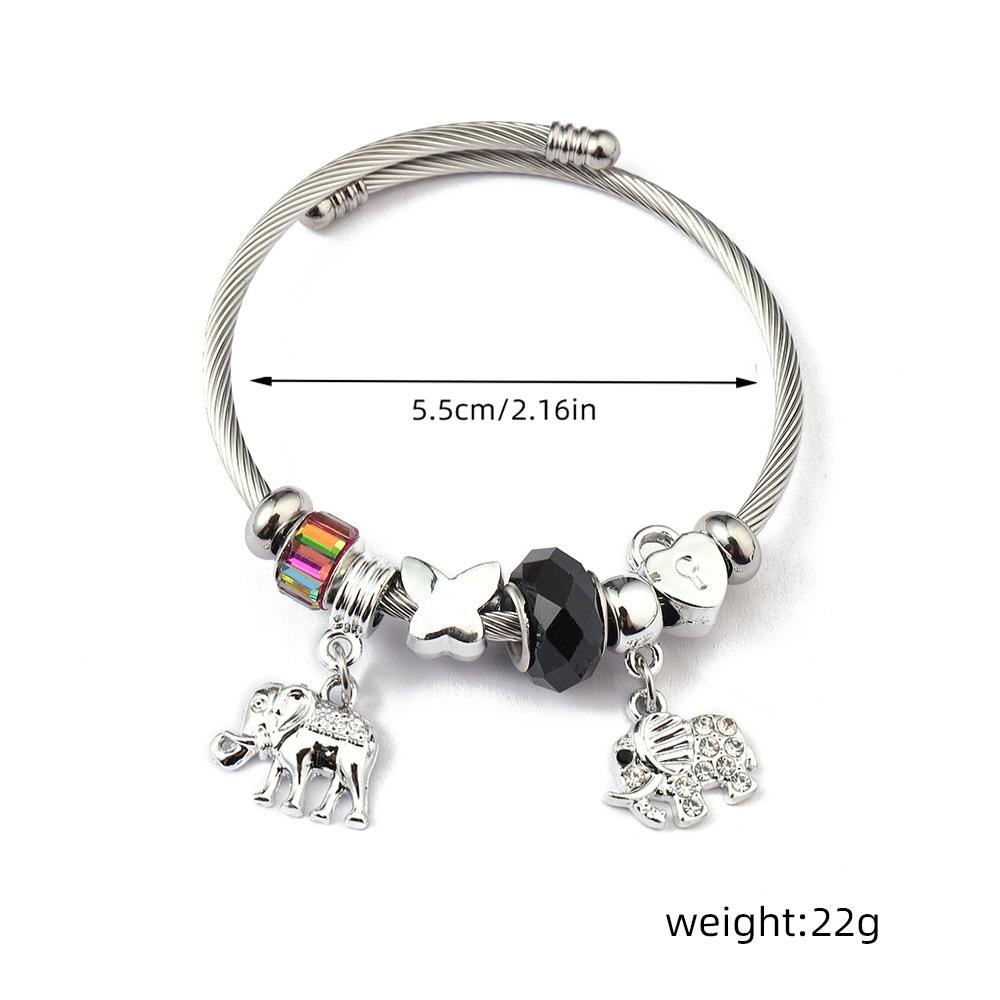 Simple Fashion Stainless Steel Bracelet With Crystal Bead Pendant Unisex Jewelry