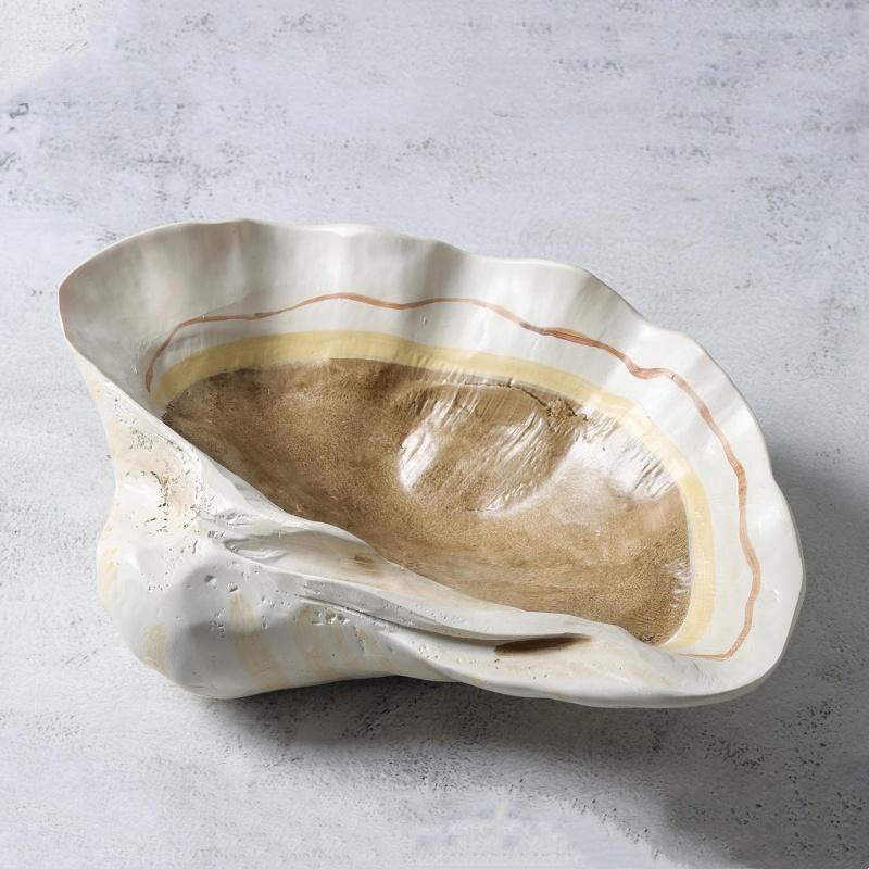 Harz-Handwerk Nachgebildete Muschel Obstschale Schreibtisch-Aufbewahrungsbehälter Schmuckschatulle Muschelschalen-Tablett Heimdekoration