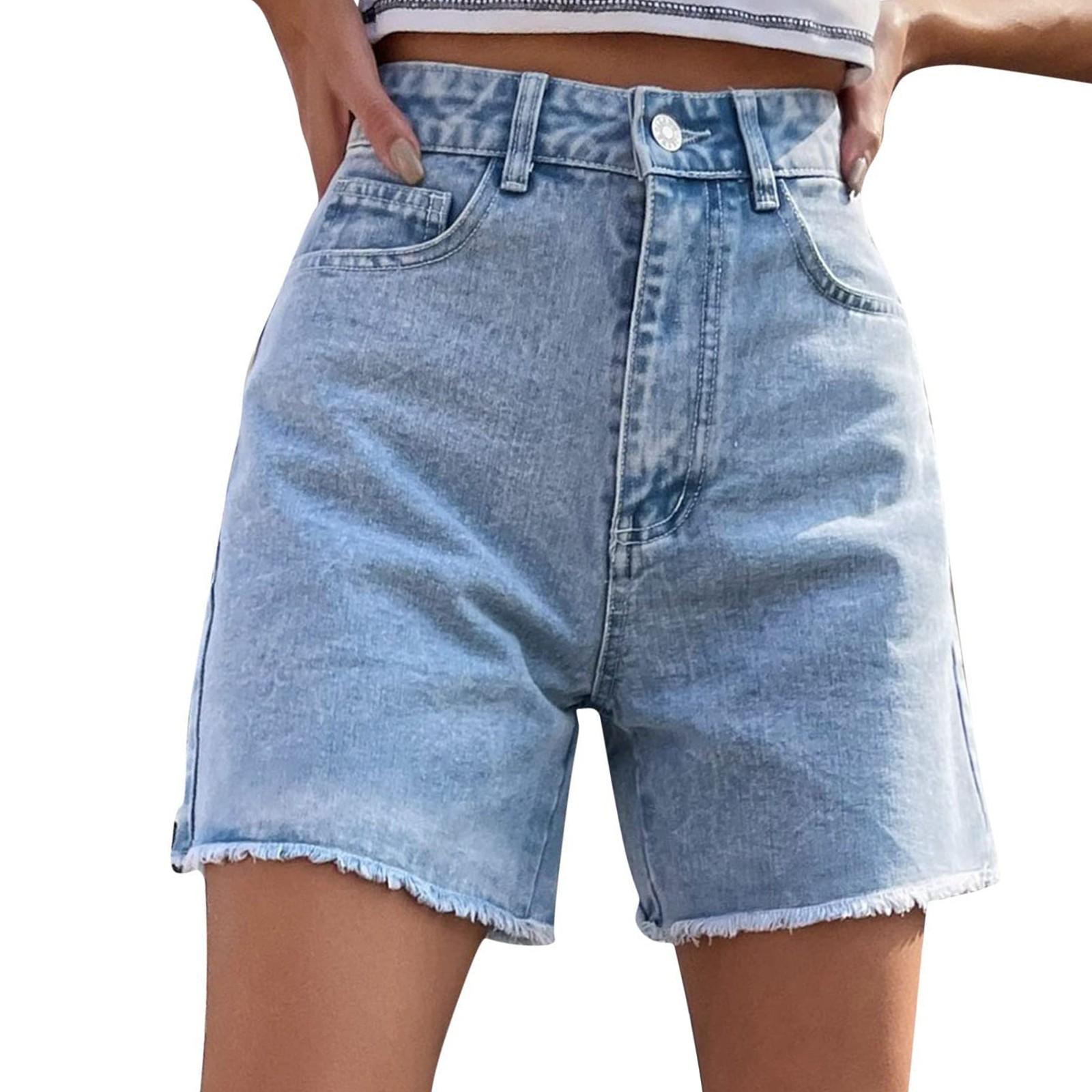 

Женские джинсовые шорты с высокой талией, летние рваные шорты, повседневные шорты с карманами XS