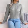 Autumn and Winter Street Style Twist Long-sleeved Navel-baring Knitted Sweater