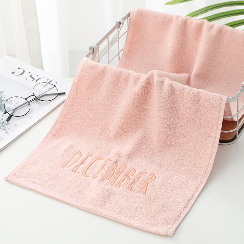 Embriodered Letters Face Towel Pure Cotton Soft Rectangle Towels Good Absorption Simple Creative Kids Adults for Home Bathroom