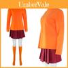 Conjunto de Fantasia Cosplay de Festa de Halloween para Adultos Scooby Doo Velma Dinkley