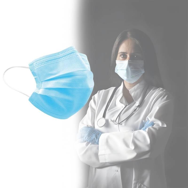 High Quality Adult Disposable Masks Blue Three Layer Non Woven Earloop Protective Masks