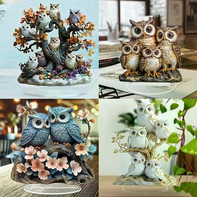 1Pcs Festive Desktop Decoration 2D Flat Anime Themed Owl Statue Collectible Holiday Gift Perfect For Ornament And Decor