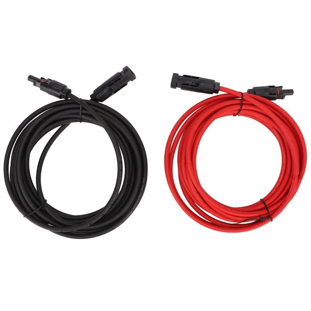 Провод 12AWG Провод для солнечной панели Черный 3 метра + Красный 3 метра Диаметр 4мм² Кабель-удлинитель для солнечной панели Кабель-адаптер для солнечной панели