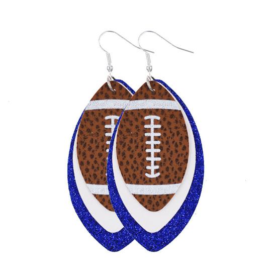 1 Paar Hängeohrringe Mehrschichtige Kunstleder Vintage Einzigartige Fußball Hakenohrringe für