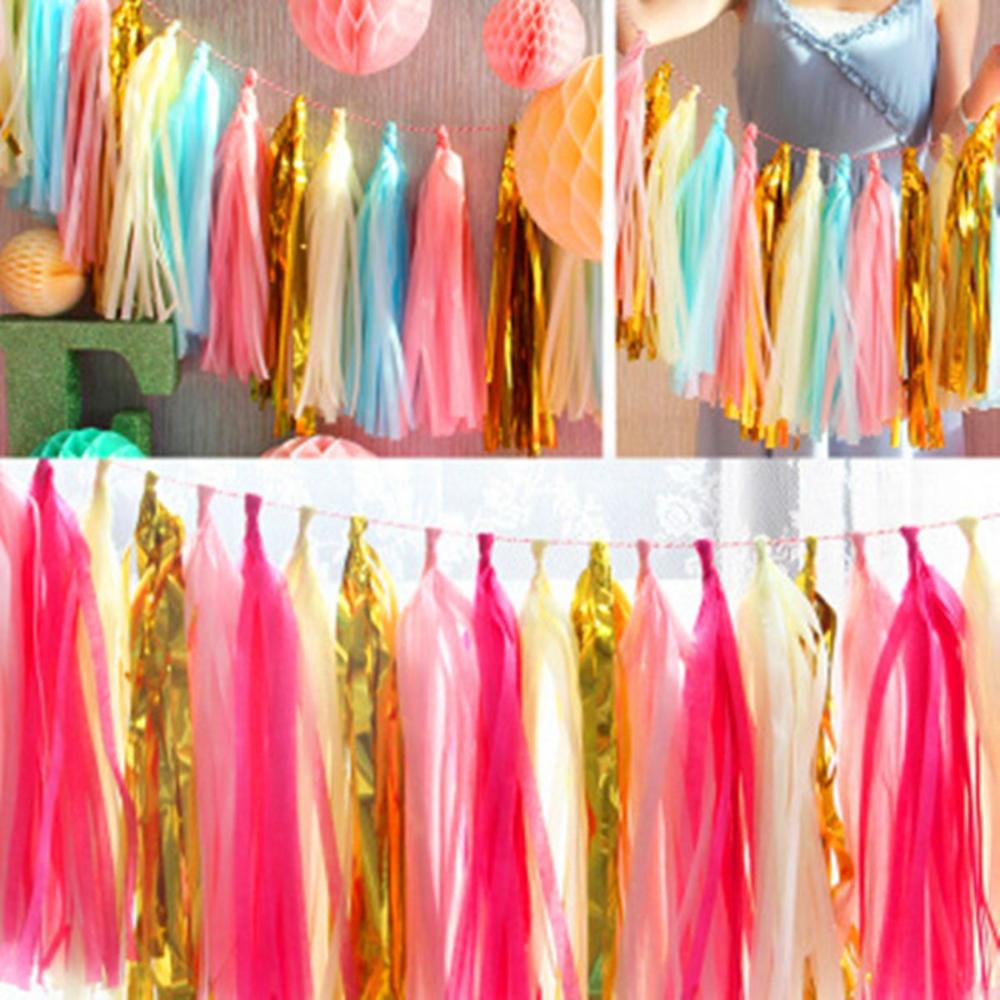 

Party Wedding Party Decoration Multicolor Wall Hanging Tassel Garland Decoration Tissue Banner