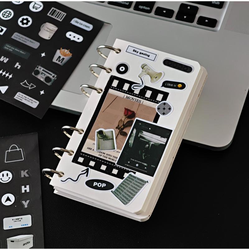 20 Sheets Mini Deco English Cutting-Free Handbook Daily Quotes Series Cut Film Sticker Book Diy Decorative Material Decals