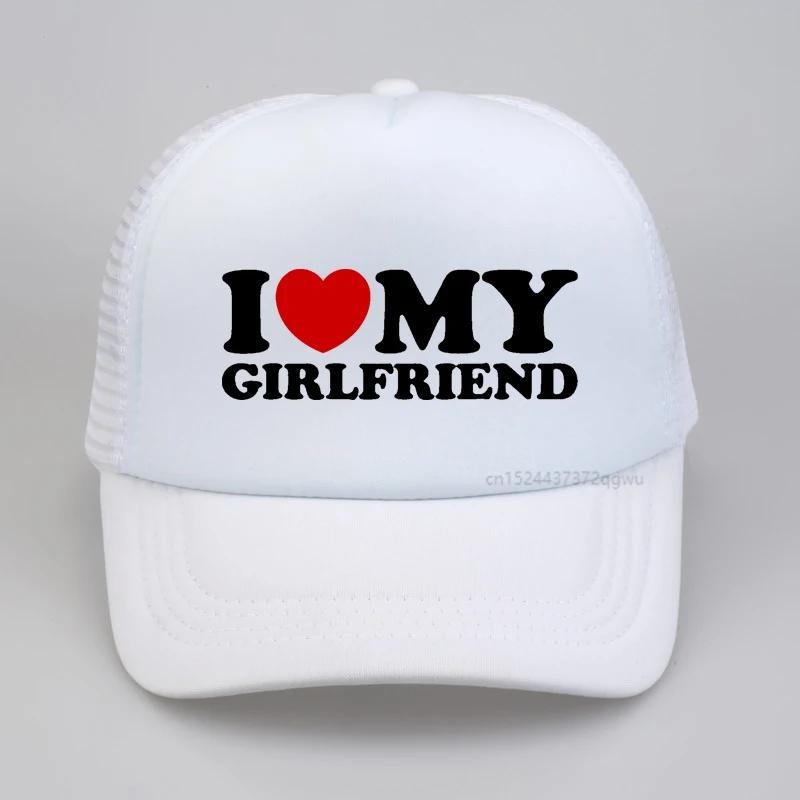 Funny I Love Heart My Girlfriend Hat Cotton Streetwear Pop Summer Visor Baseball Cap Adjustable Mesh Breathable Trucker Hat