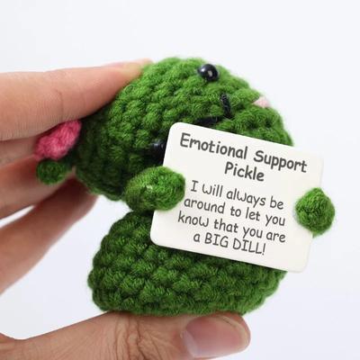 Emotional Cucumber Cute Mini Handmade Crochet Knitting Dolls Positive Energy Potato with Card Children Pickle Toys Birthday Gift