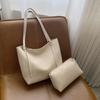 Simple Commuting Large-capacity Tote Bag Solid Color Casual Commuting Women's Shoulder Bag Fashionable Versatile Portable Mother and Child Bag