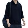 Men's American Style Patchwork Polo Shirt - Half-Zip, Stand Collar, Long Sleeve, Plus Size, Spring/Autumn.