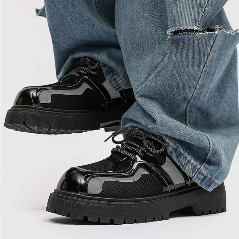 Men Casual Shoes Platform British Style Night Glow Design Oxfords High Quality Lace Up Derby Shoes Fashion Outdoor Shoes Male