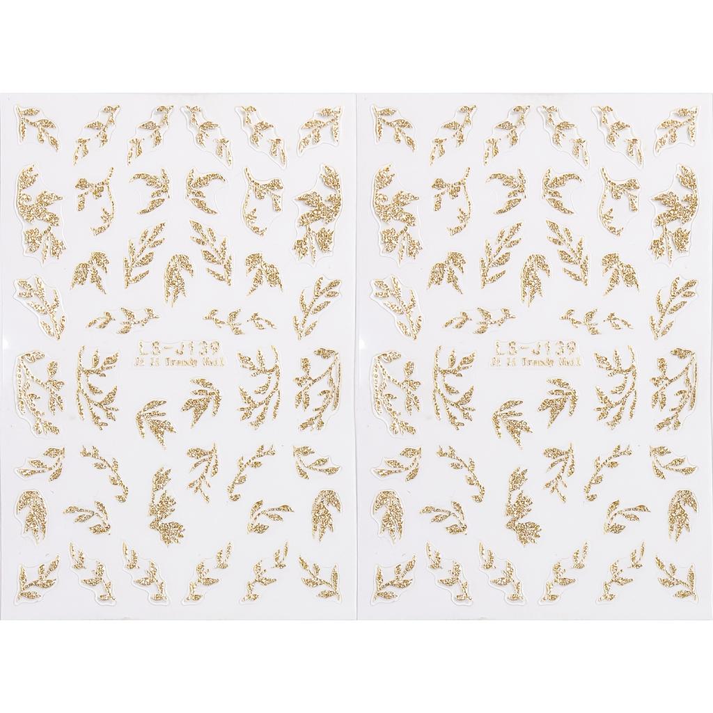 2 Stück Blatt Nagelkunst Aufkleber Selbstklebend Herbstblätter Muster Wasserdicht DIY Maniküre Dekoration Schönheitswerkzeuge für Frauen Mädchen