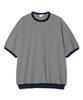 PARTIMENTO Striped Pullover Half Tee Navy
