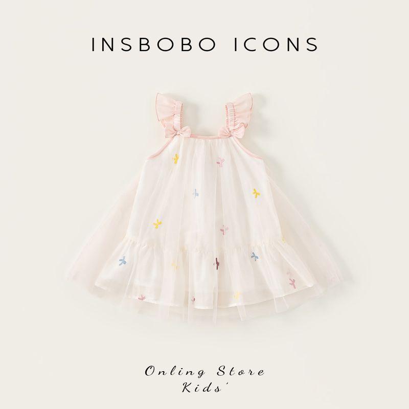 Insbobo Girls  Dress 2026 Summer New Style Baby Girl Suspender Dress Children s Mesh Dress Baby Children s Clothing Trendy Pink 80