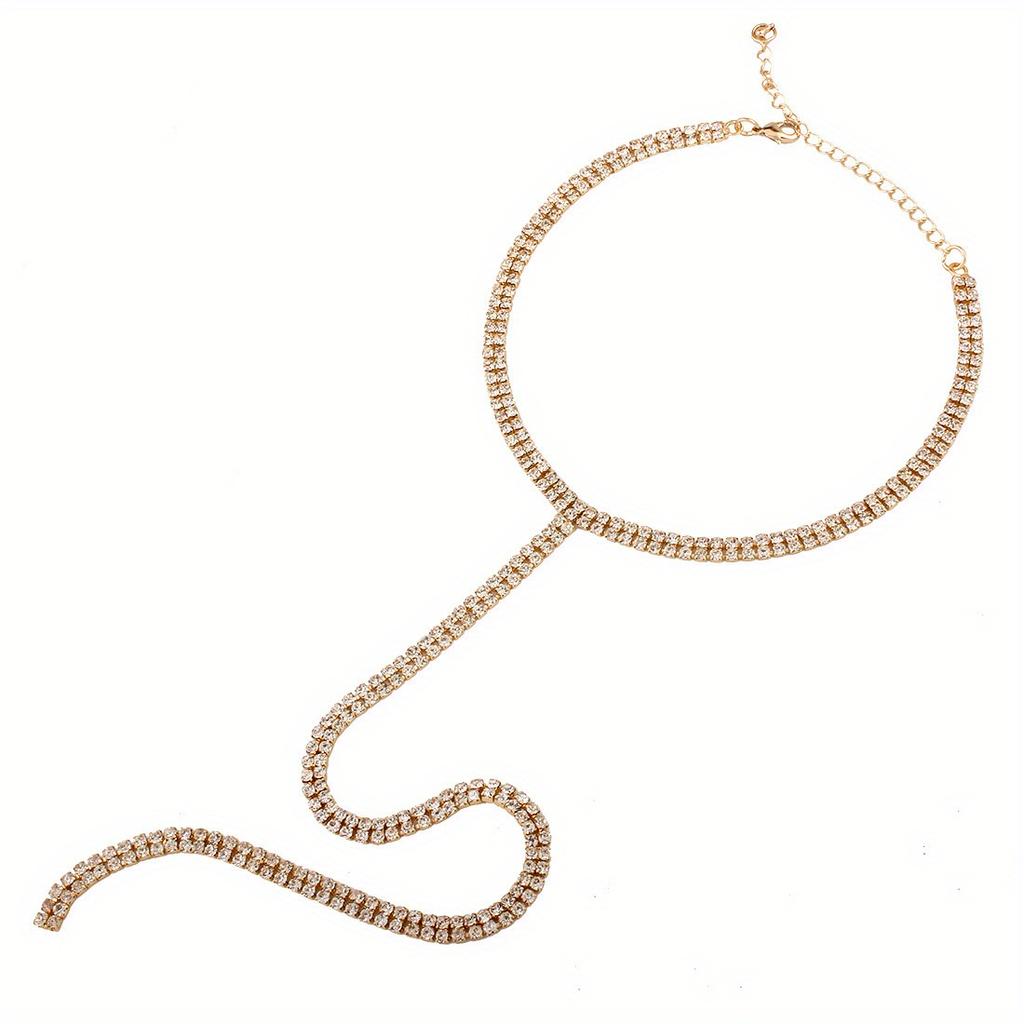 1Pc Women's Long Tassel Simple Crystal Rhinestone Choker Necklace Gem Statement Luxury Collares Chokers